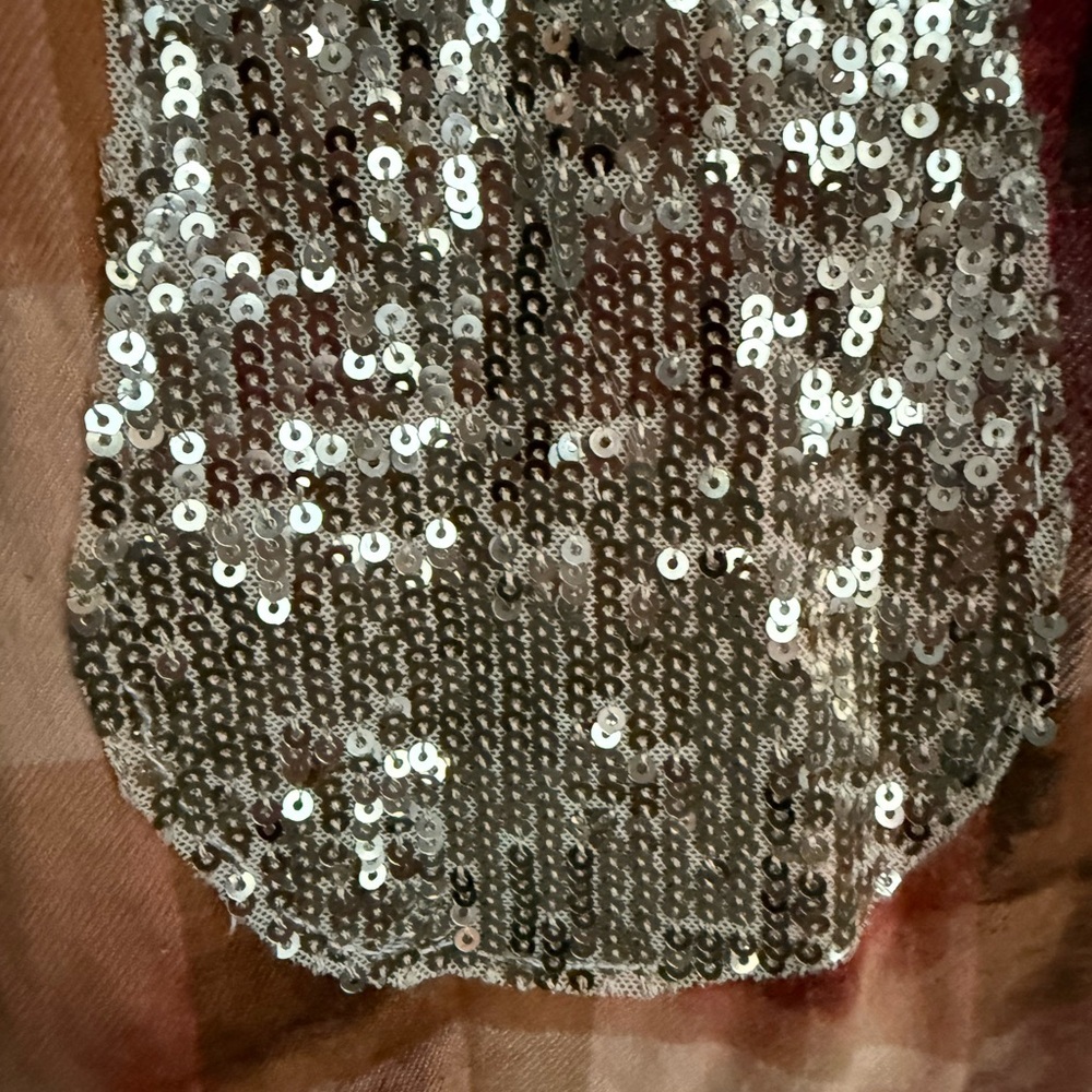 Blleached Red Plaid Button-Up Flannel With Sequin… - image 7